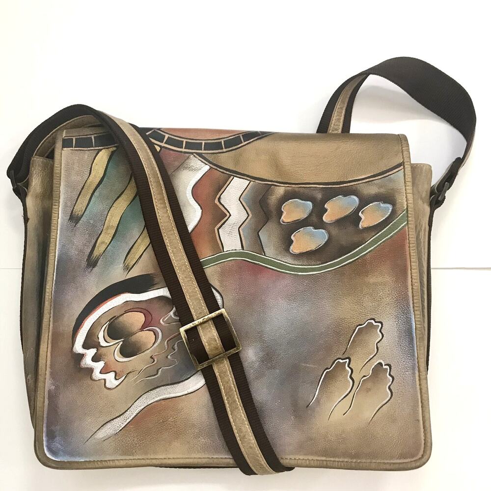 Anuschka Handbag Laptop Bag Artisan Handpainted Abstract Pattern Large